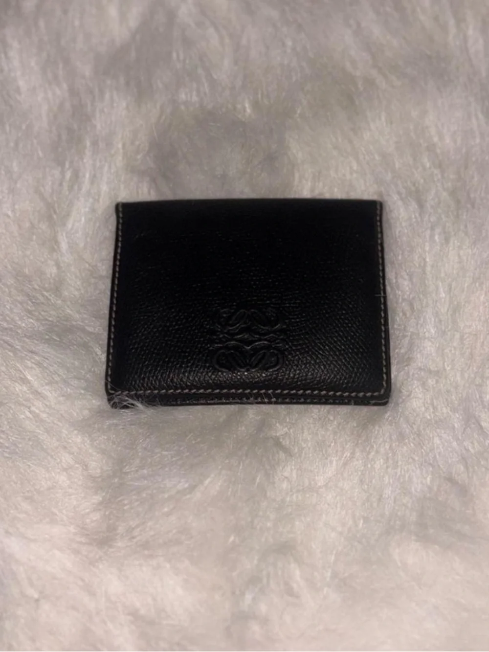 Black grained Loewe compact wallet